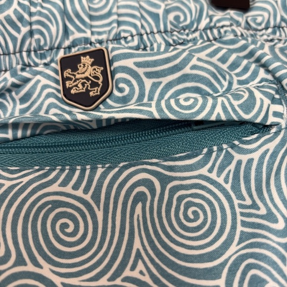 Nat Nast Swim Trunks Blue and White Geometric Design Drawstring Waist Lined XL - Picture 7 of 12